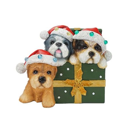 Hehkuva pentu joulukoriste, hartsista hehkuva koirapatsas, täydellinen joulun kodin sisustukseen, joulun työpöydän koriste, lemmikkien ystäville