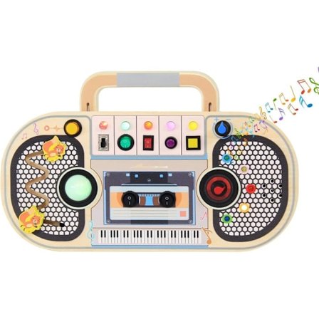 Montessori Legetøj – Træ Busyboard til Børn 3+ med LED-lys, Kassetteafspiller, Trådløs Telegraf_TF_TF