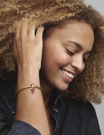 Pandora Marvel Iron Man 14K Gold-Plated Charm With Clear Cubic Zirconia, Red, Black And White Enamel - Red - ONE SIZE