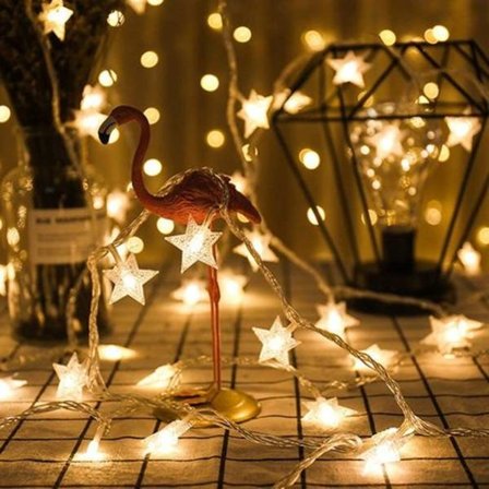 Eventyrlys LED-eventyrlys stjerner batteri 6M 40LED stjerner varmt hvitt