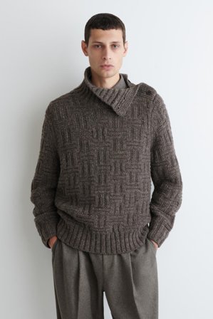 COS Homme Pull En Laine Nattée Jumper in Marron
