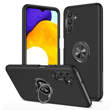 Samsung Galaxy A13 / A04s 4G skal med Finger Ring och inbyggd plåt - Svart