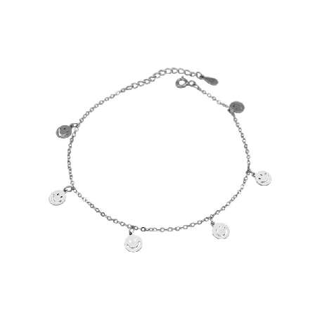 Ankelkæder Ankelarmbånd Kæde Barfodet Strandfod Smykker Personlighed Smiley S925 Sterling Sølv Enkel mode Silver 925 silver
