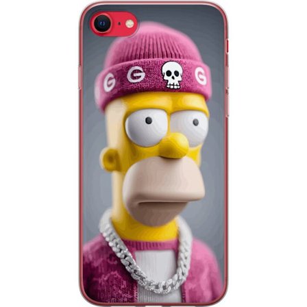 Yhteensopiva Puhelinkuori Apple Apple iPhone 7 Homer Simpson -innoittama hahmo vaaleanpunaisessa hatussa, ketjussa ja katutyylillä täydellinen Simps