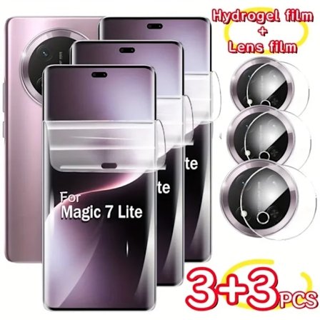 3 st HD Vattengel Film med 3 st HD Kameralins Film kompatibel Honor Magic 7 Lite X9C 7 Pro Magic 6 5 Pro Lite Film