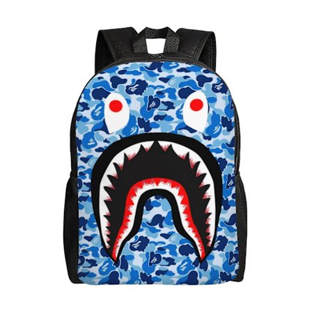 Hip Hop Camouflage Bape Shark Rygsæk Vandafvisende College Skoletasker Bogtaske Rejse Vandreture Camping Dagstursrygsæk til Voksne Teenagere Drenge 