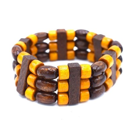 Brunt perlearmbånd Trippel - Elastisk