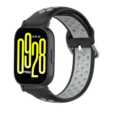 Armband för Xiaomi Redmi Watch 5 Active/watch 5 Lite 22mm Tvåfärgat Andningsbart silikonarmband (svart grå)
