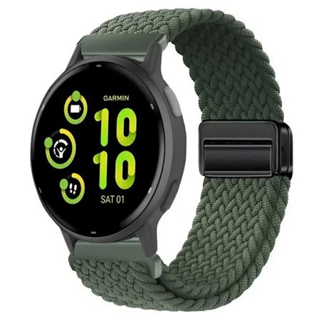 20/22 mm nylonarmband för Garmin Forerunner 55 165 265 965 255 magnetiskt flätat andningsbart band för Garmin Active 5/Venu 3 Correa