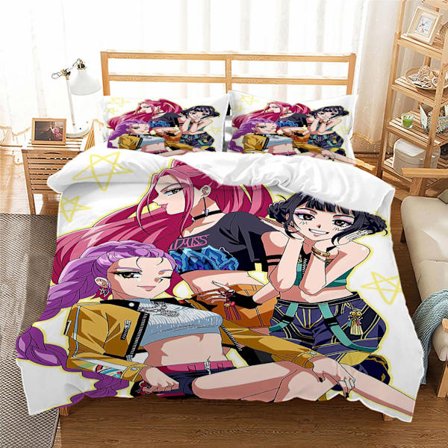 Anime Dynetrekksett 140*200cm Demon Hunter Mikrofiber Dynetrekk Putetrekk Sengetøy for Gutter Jenter Gave