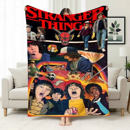 Stranger Things 5 Fleecefodrad Varm Filt, Stranger Things-tema Filt för Tupplurar, Flanellfilt, Specialtillverkad