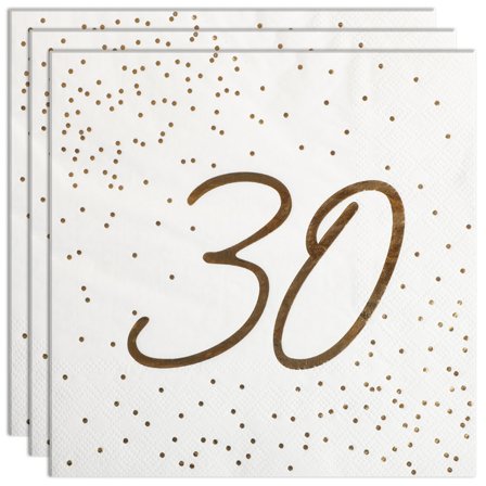 Servietter 30 år Gull med Prikker 16-pakning