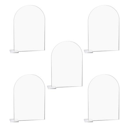 5-pack genomskinlig akrylskylt akrylbröllopsbordsnummer med stativ Blank välvd gästnamn bordsnummerhållare