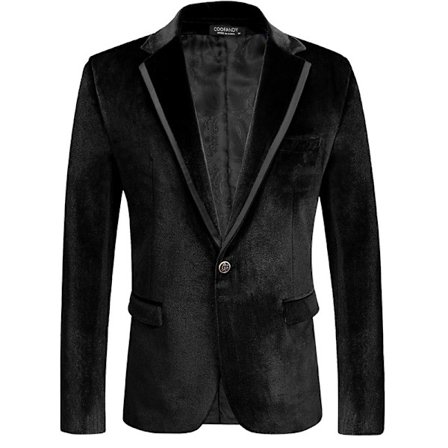Mænds Fløjl Blazer med Hakket Rever og En Knap - Velour Smokingjakke