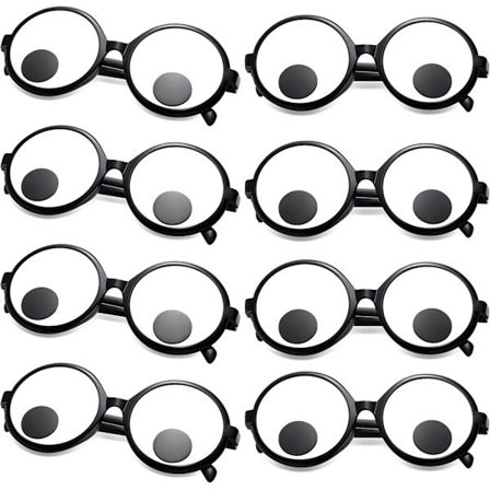 8 paria Googly Eye -lasit Hauskat silmälasit Jättimäiset Googly Eye -lasit Uutuuslasit Aikuisille Lapsille Juhlaleluja (Musta)
