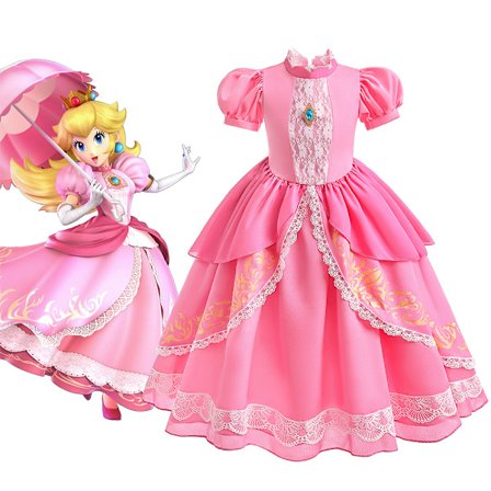 Super Mario Brothers Barne Prinsesse Peach Kjole for Halloween[BT]