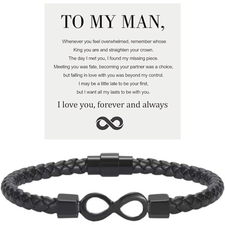 Till min man, Infinity läderarmband, present till man från fru, jag älskar dig för evigt och alltid, armband till pojkvän, årsdag, födelsedag, fars 