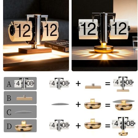 Luova monitoiminen käännettävä kello tunnelmavalaistuksella - hopea