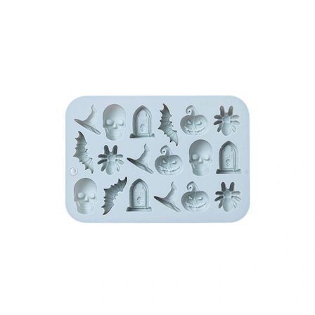 18 Silikoneforme, Kranier, Edderkopper og andre Halloween-temaer[CO]