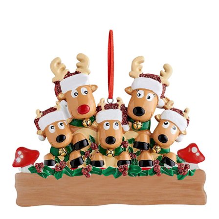Älg Familj Jul Namn Trä Hängande Dekoration Present Ren