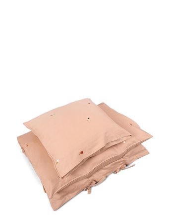 Filibabba Baby Bedlinen – Embroidered Cool Summer Design – Frappé - Coral - 70X100CM;40X45CM