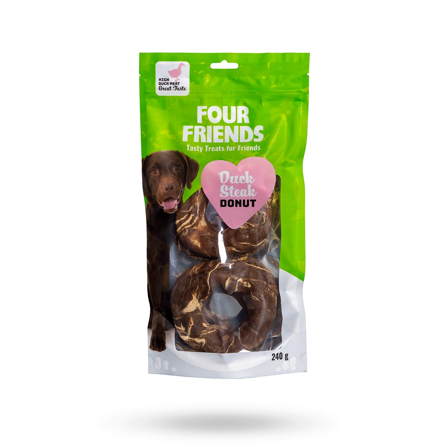 Fourfriends Duck Steak Donut 2-pack - Matskåler, Hundegobiter & Tyggeben til hund & katt på Doggie.no - Hundegodbiter, Tyggebein & matskåler