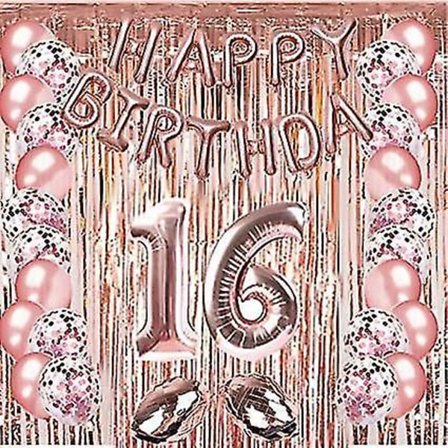16 års fødselsdagsfest Dekorationer Rose Guld Balloner