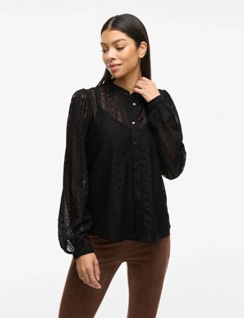 Vila Vichikka Lace L/S Shirt- Noos - Black - L