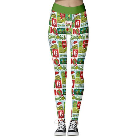 Jul Kvinder Højtaljede Leggings Stribede The Grinch Snefnug Trykt Stretch Skinny Bukser Julegave