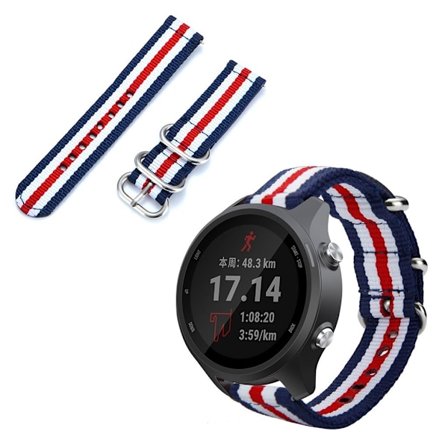 Garmin Forerunner 245 / 245 Music nylonkellonauha - Sininen / Valkoinen / Punainen / Valkoinen / Sininen