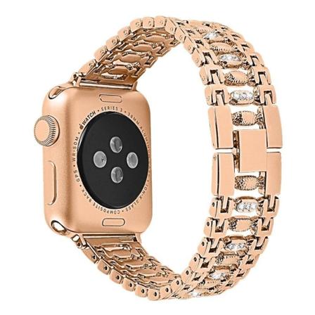 Apple Watch Series 4 44mm klockarmband med strassdekor i kristall - Guld Guld