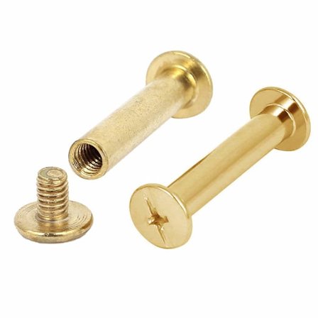 Bindende Chicago-skruer, 30 sæt messingbelagte kulstofstålsbindende skruer, messingfarve, 0,20x0,98in/5mmx25mm