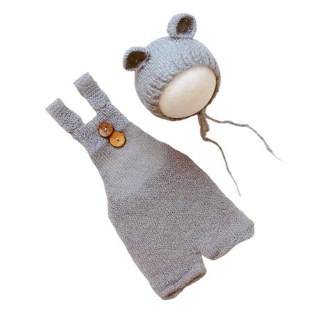 Baby Björnhatt Kostym Nyfödda Fotorekvisita Baby Mössa Spädbarnsfotodräkt Virkad Jumpsuit