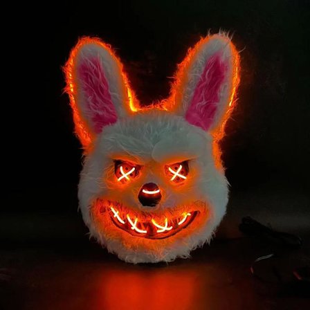 Skræmmende Blodig Kanin Bjørn Maske Halloween LED Selvlysende Dyre Simulering Pels Maske Cosplay
