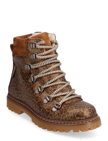 Boots - Flat - With Lace And Zip Brown ANGULUS
