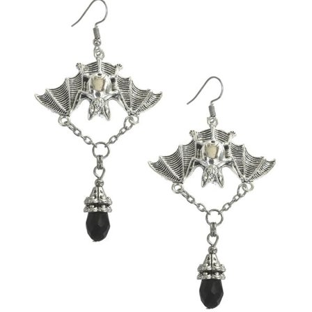 Earrings - Bat - Upside down - Bead - Black