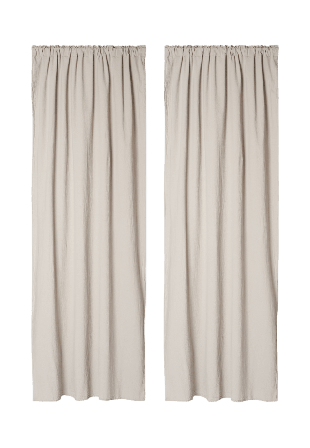 Åhléns Home Gardin i krinklad bomull MAJKEN 140x300 cm, 2-pack Gardiner Grå ONESIZE