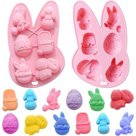 Påske chokoladeform, 6 påske silikoneforme chokoladeform, silikone påske bagværk form påske dekoration, til fremstilling af slik, modellering dej og 
