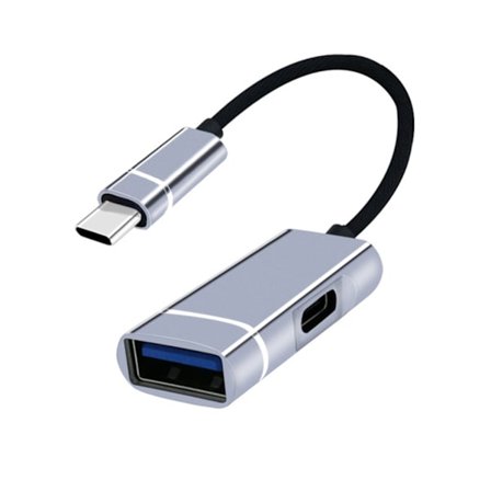 USB Hub Typ-C till 2 Portars Splitter Dockningsstation Hög Hastighet till USB 3.0 + PD
