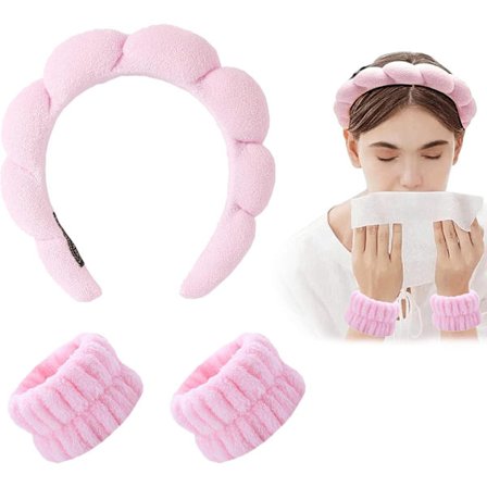 Tvättarmband i mikrofiber, Svamphårband kompatibelt med ansiktstvätt, Förhindrar vatten