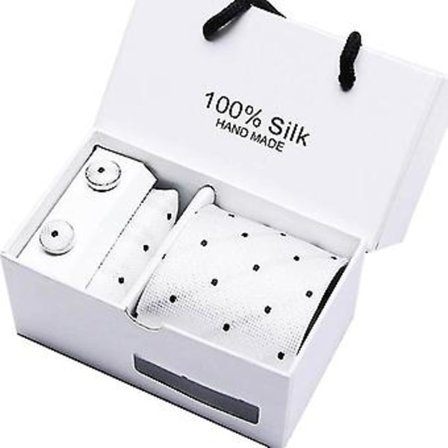 5 stk. Herre Lommetørklæde Manchetknap Slips Sæt Bryllupsfest Tilbehør Gave SB35