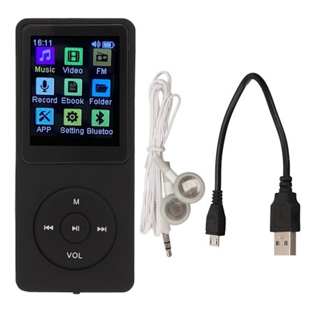 Digital musikafspiller 1,8 tommer LCD understøtter lille hukommelseskort ultratynd MP3 MP4-afspiller med tilbehør sort