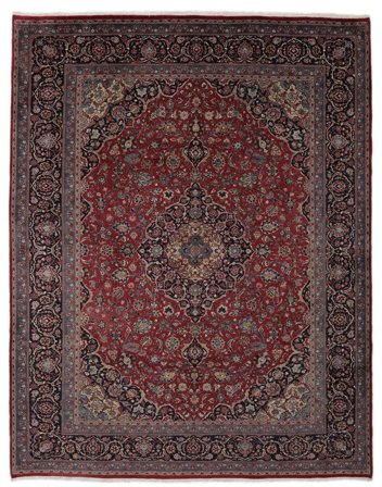 Hand Knotted Persian Keshan Rug 304X382 Black/Dark Red