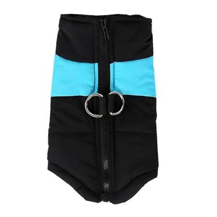 S-7xl Vinter varme hundeklær Vanntett kjæledyr polstret vest Glidelåsjakke frakk for små middels store hunder Blå 1 XXL