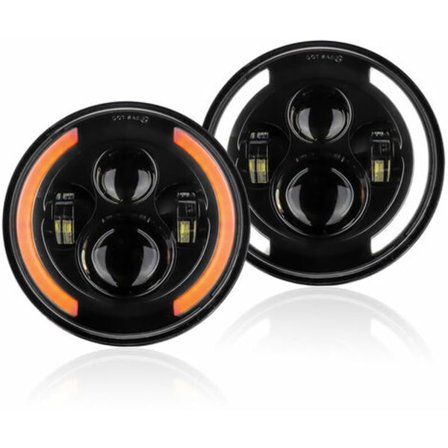 Moottoripyörän auton ajovalo 12V/24V 7 tuuman pyöreä LED-ajovalo sopii 7 tuuman Jeep Wranglerille, Retro-vilkku