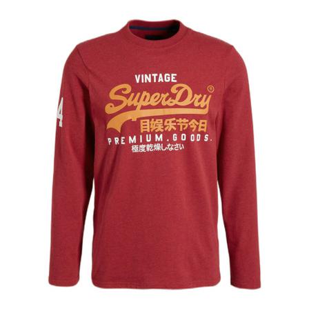 Superdry, Long sleeve T-shirt Vintage Vl Classic Rood, Heren, Maat:XL