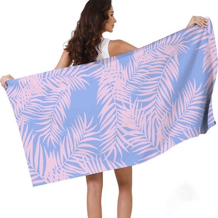 Mikrofiberhåndkle, hurtigtørkende håndkle med rosa blader