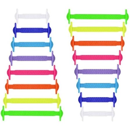 The Seven Colors Skosnören utan knytning för barn och vuxna - Elastiska skosnören för sneakers - Platta silikonskosnören för löparskor