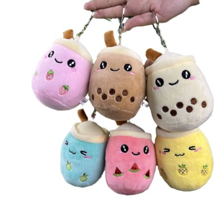 Mini nøgleringe 6-pak Bubble Tea Plys Nøglering kawaii bubble tea nøgleringe til rygsække boba tea squishmallow plyslegetøj