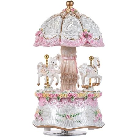 Musikkskap, Luksusfarget LED-musikkskap, Lysende lys 3-hest roterende opptrekkbar musikalsk dåpsgave for jenter, babyer og barn